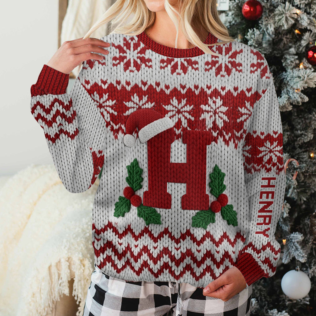 Frohe Weihnachten! Anfangsbuchstabe - Personalisierter Familien-Weihnachtspullover