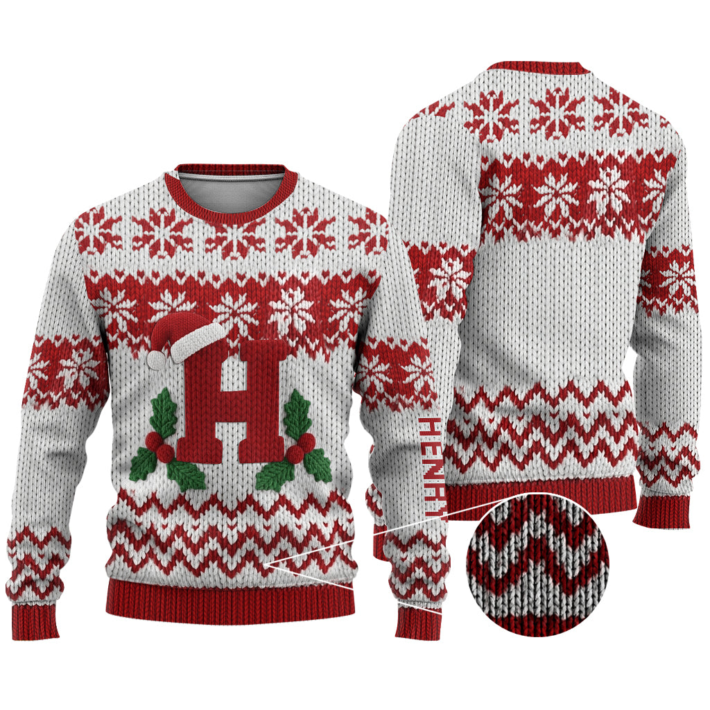 Frohe Weihnachten! Anfangsbuchstabe - Personalisierter Familien-Weihnachtspullover