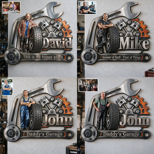 Funny Garage Sign For Him - Personalized Garage 3D Printed Cut Metal Sign