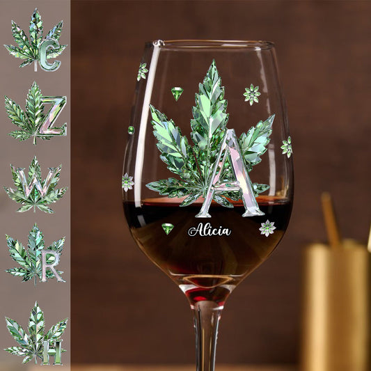Stoned Alphabet - Personalisiertes Weed-Weinglas mit langem Stiel