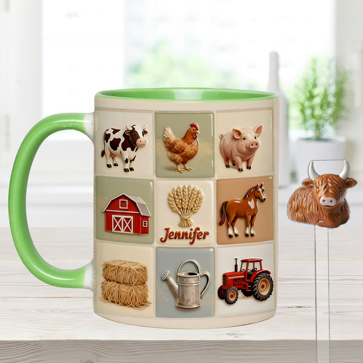 Farmer Life - Personalized Farmer Set Accent Mug with Acrylic Stirrers