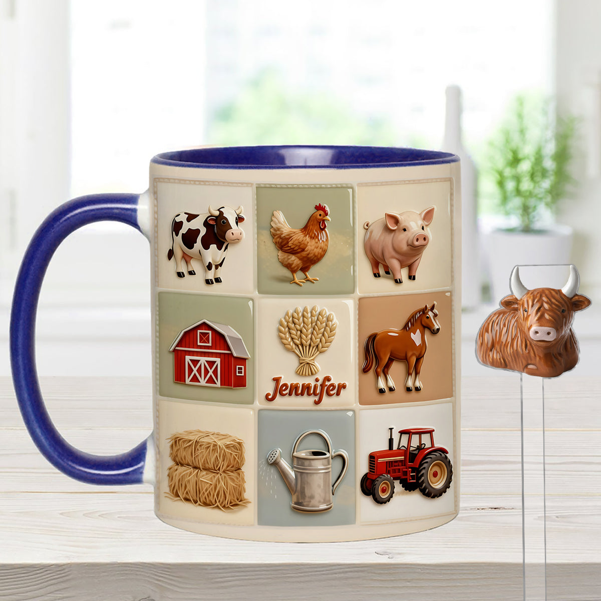 Farmer Life - Personalized Farmer Set Accent Mug with Acrylic Stirrers