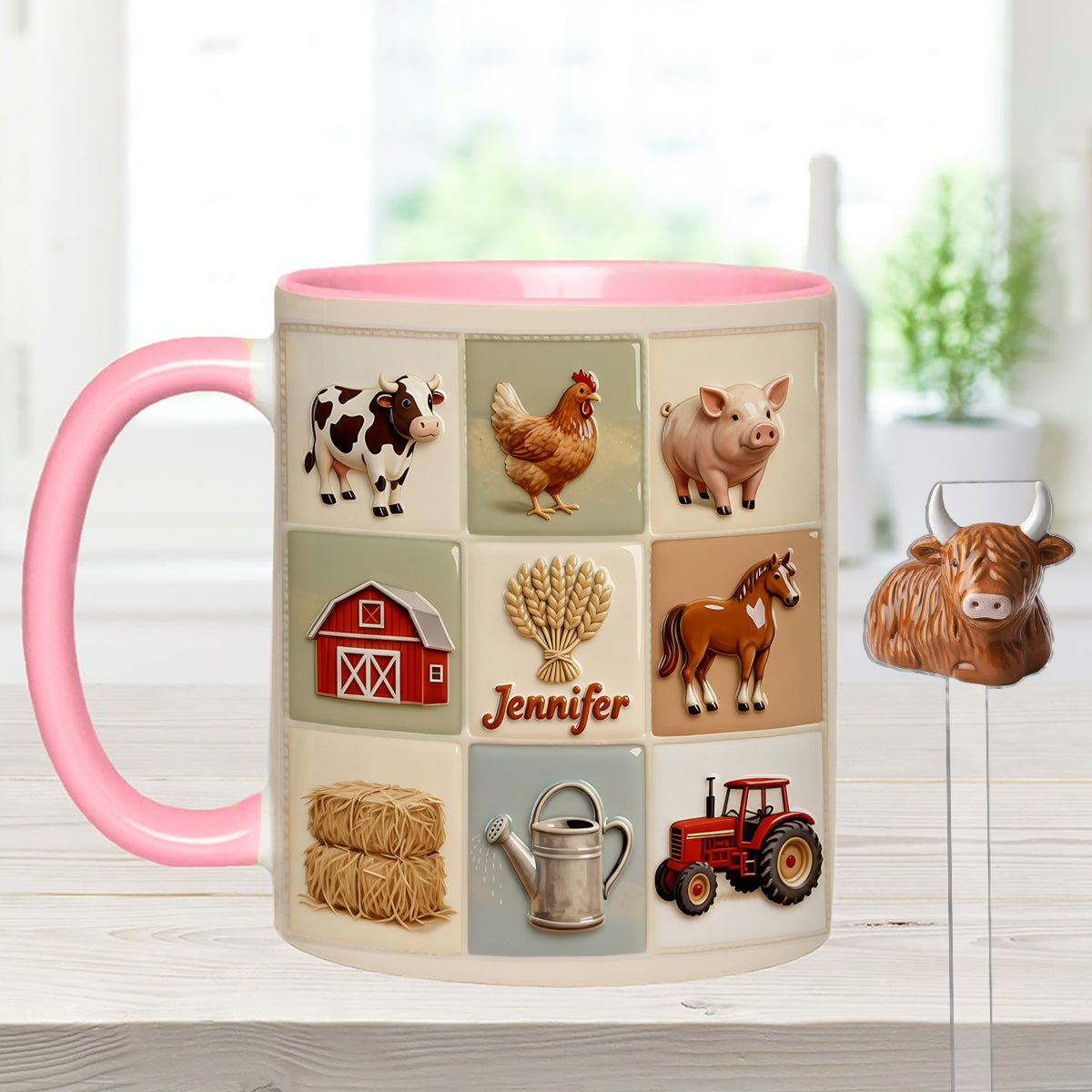 Farmer Life - Personalized Farmer Set Accent Mug with Acrylic Stirrers