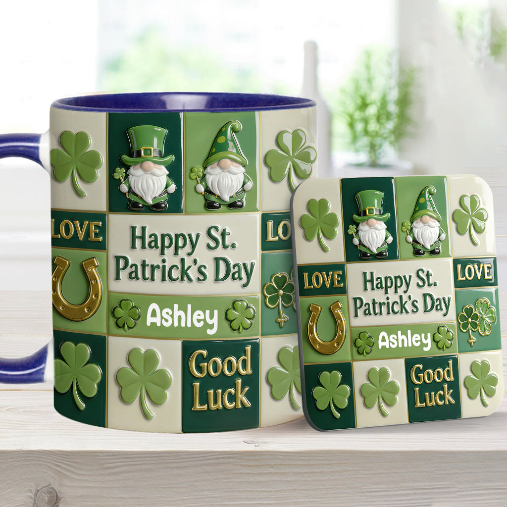 Fröhlichen St. Patrick's Day – Personalisierte Tasse und Untersetzer mit irischem Akzent
