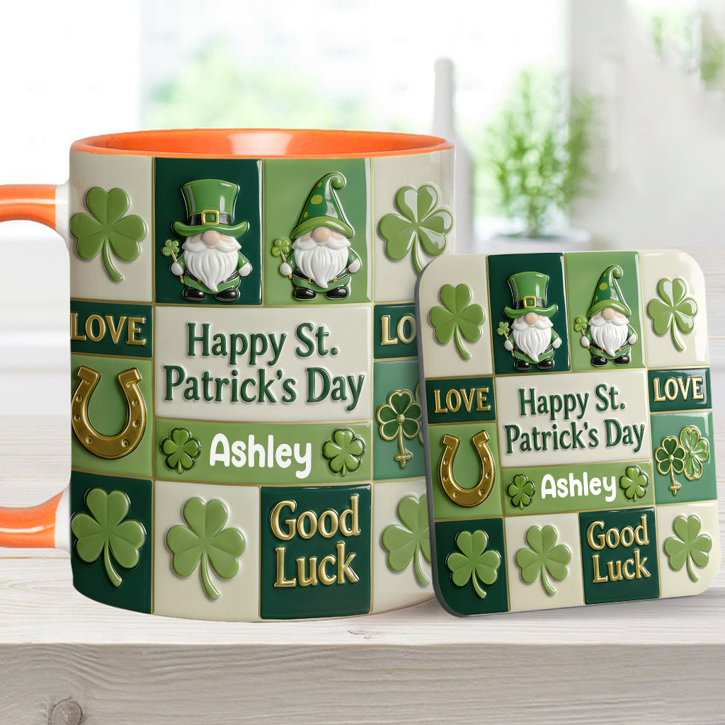 Fröhlichen St. Patrick's Day – Personalisierte Tasse und Untersetzer mit irischem Akzent