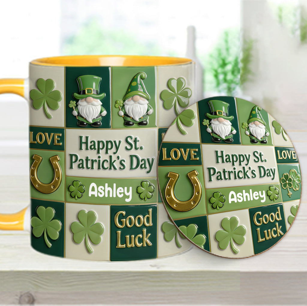Fröhlichen St. Patrick's Day – Personalisierte Tasse und Untersetzer mit irischem Akzent