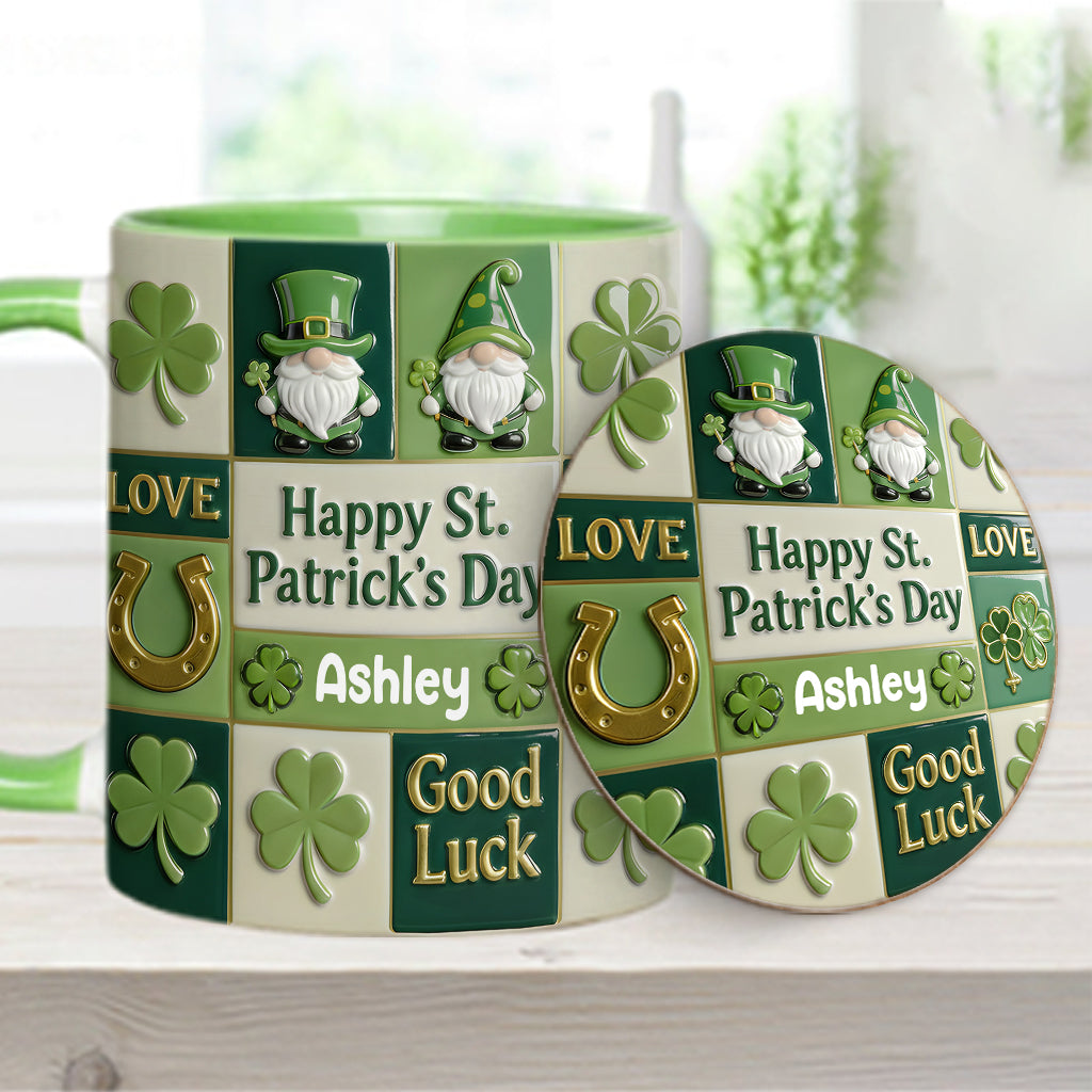 Fröhlichen St. Patrick's Day – Personalisierte Tasse und Untersetzer mit irischem Akzent