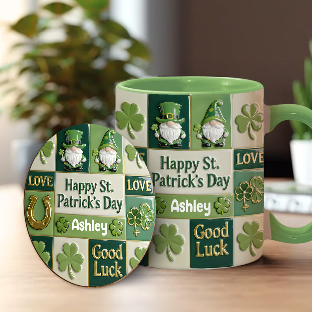 Fröhlichen St. Patrick's Day – Personalisierte Tasse und Untersetzer mit irischem Akzent