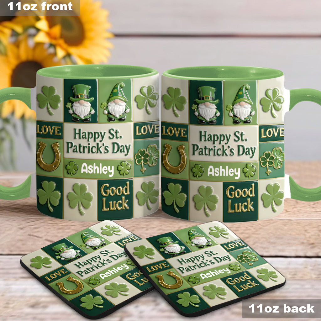 Fröhlichen St. Patrick's Day – Personalisierte Tasse und Untersetzer mit irischem Akzent