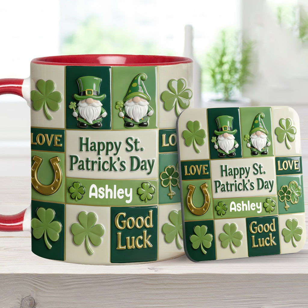Fröhlichen St. Patrick's Day – Personalisierte Tasse und Untersetzer mit irischem Akzent