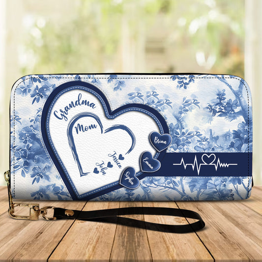 First Mom Now Grandma - Personalized Grandma Leather Long Wallet