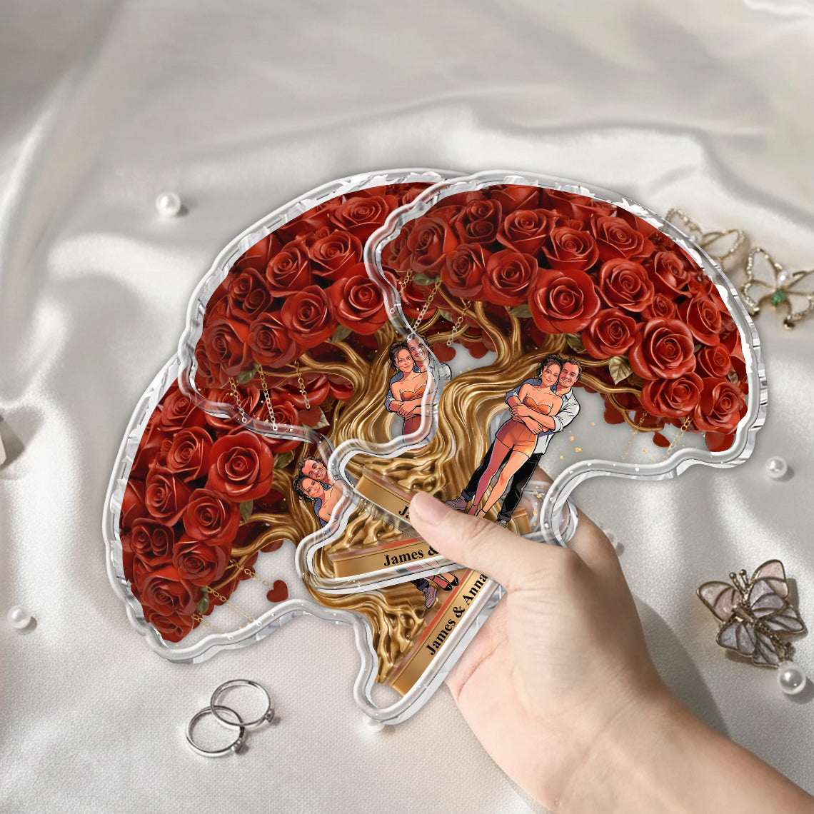 Individuell gestaltbare Ablage für Paare mit Foto – Personalisierte Ablage für Paare