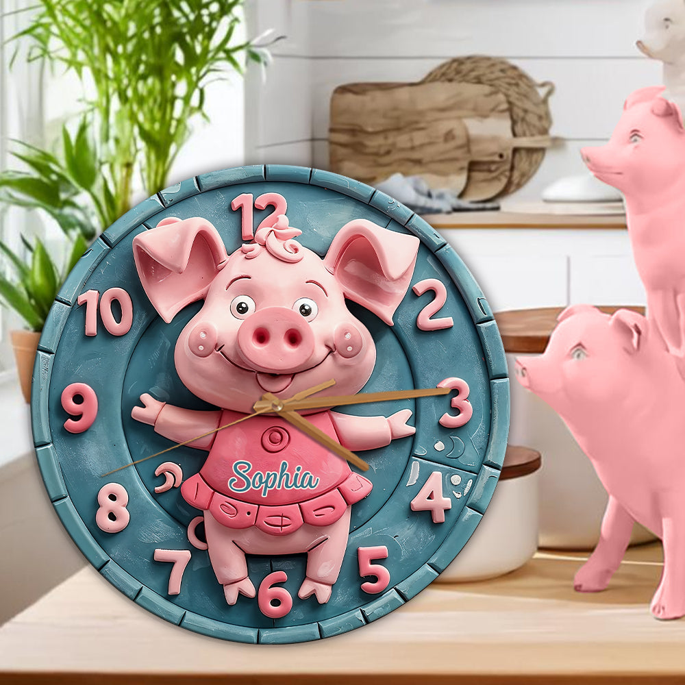 Niedliche Schweinchen – Personalisierte Wanduhr für Schweineliebhaber