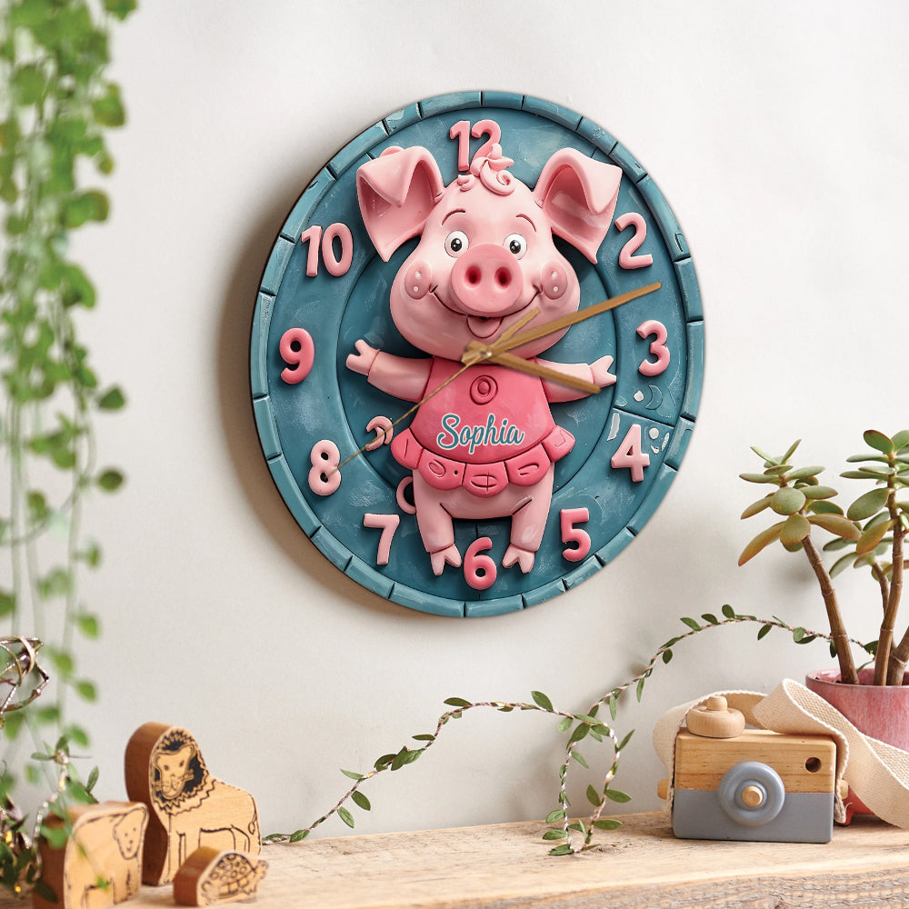 Niedliche Schweinchen – Personalisierte Wanduhr für Schweineliebhaber