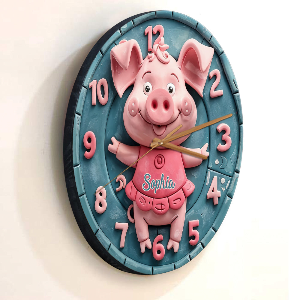 Niedliche Schweinchen – Personalisierte Wanduhr für Schweineliebhaber