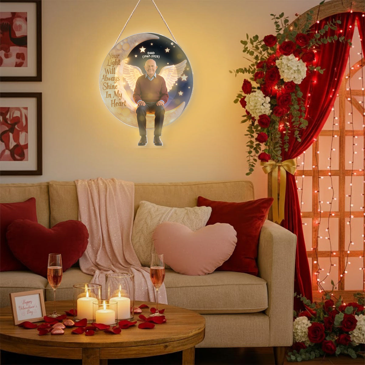 Leuchte immer in meinem Herzen – Personalisierte Gedenk-LED-Licht-Acryl-Schild