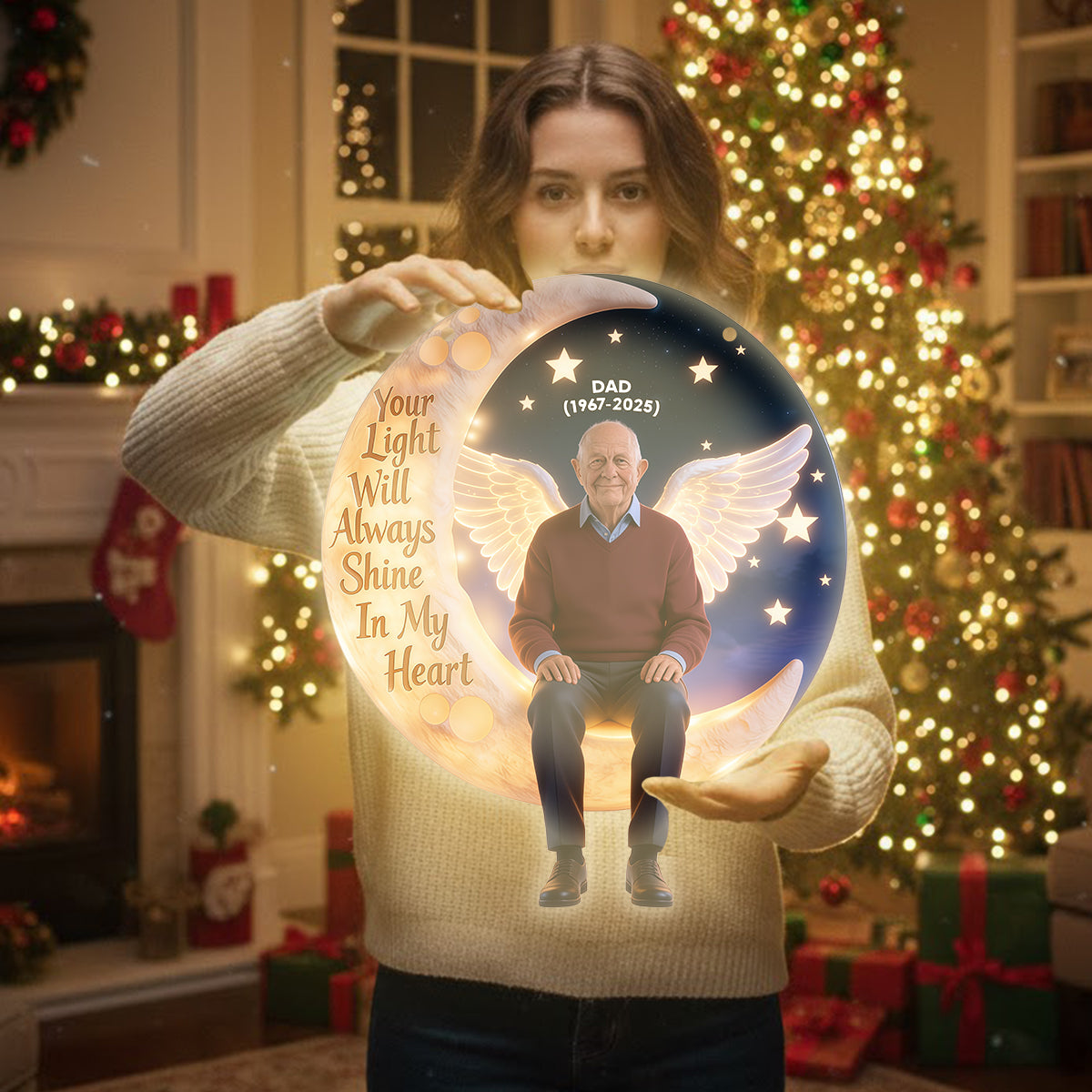 Leuchte immer in meinem Herzen – Personalisierte Gedenk-LED-Licht-Acryl-Schild