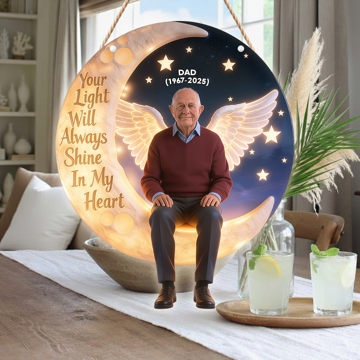 Leuchte immer in meinem Herzen – Personalisierte Gedenk-LED-Licht-Acryl-Schild