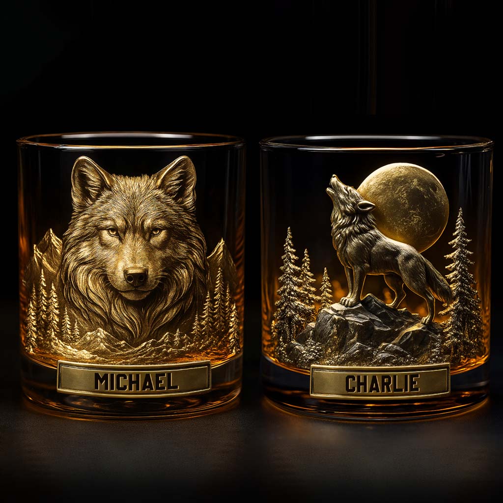 Cooler Wolf – personalisiertes Wolf-Whiskyglas