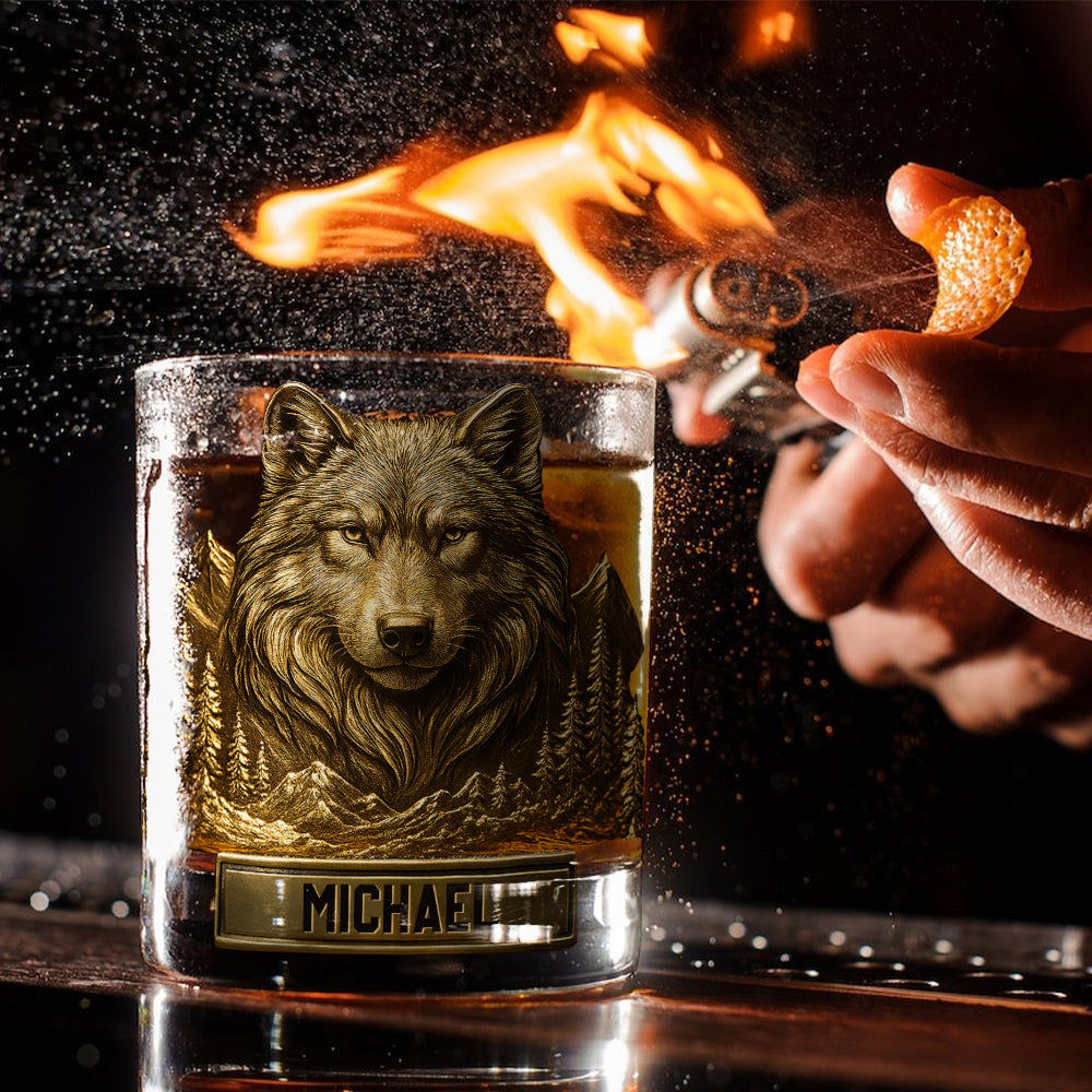 Cooler Wolf – personalisiertes Wolf-Whiskyglas