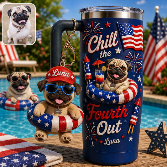 Lustiger Haustier Chill The Fourth Out - Personalisierbarer Hundetumbler mit Plüschcharme