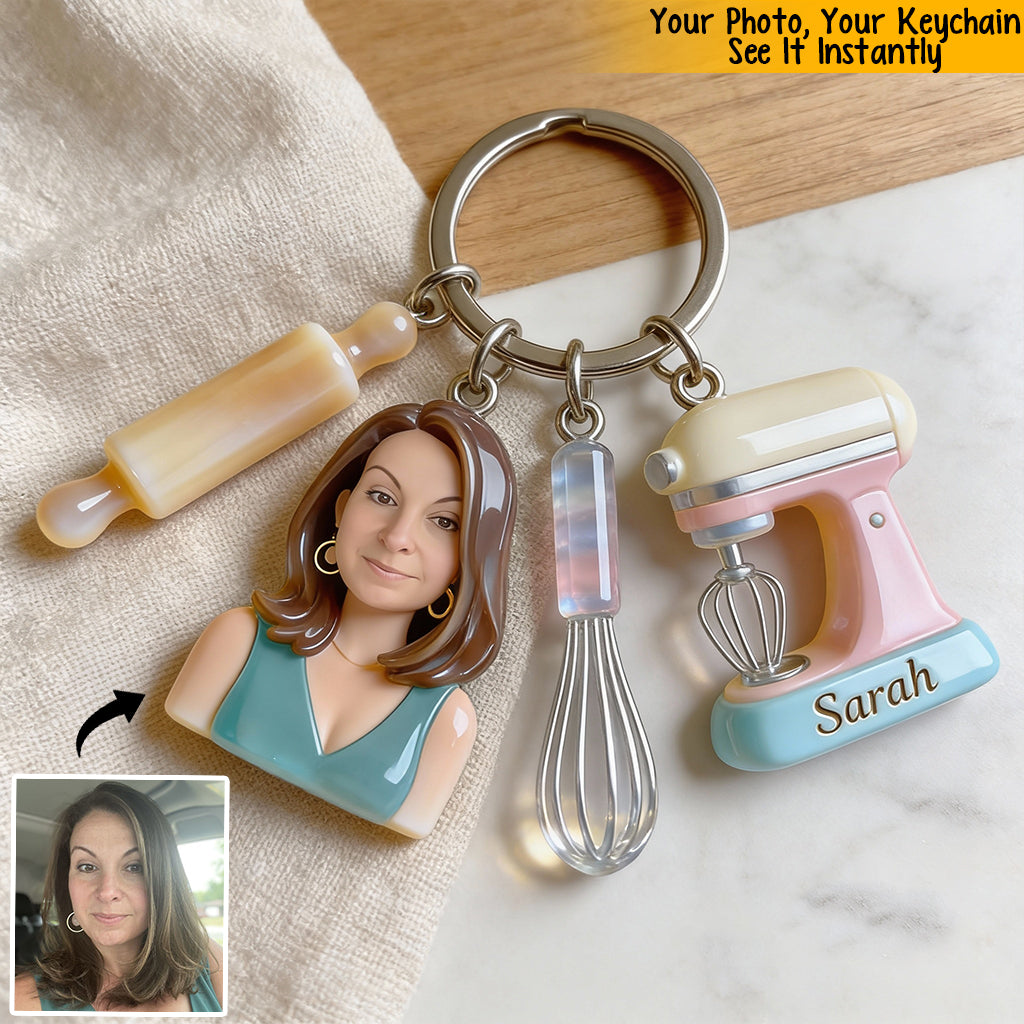 Liebe zum Backen – Personalisierter Back-Schlüsselanhänger mit Anhängern