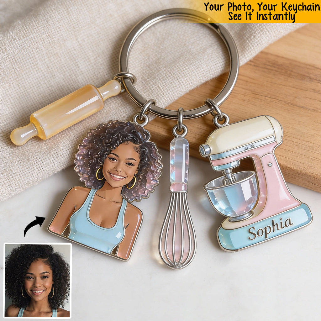 Liebe zum Backen – Personalisierter Back-Schlüsselanhänger mit Anhängern