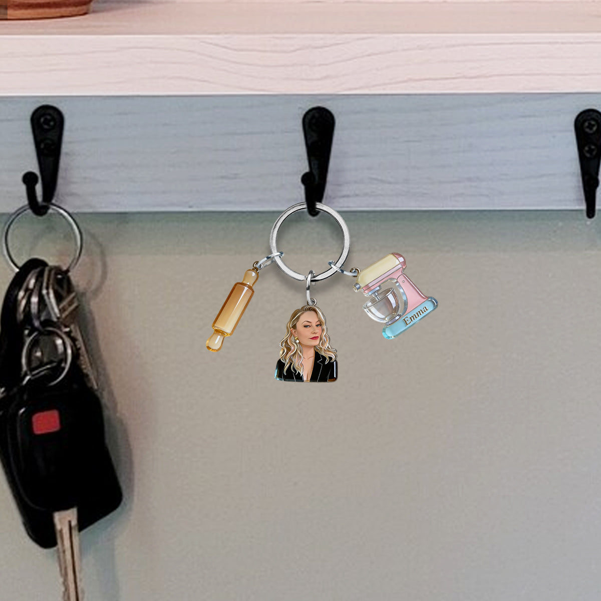 Liebe zum Backen – Personalisierter Back-Schlüsselanhänger mit Anhängern