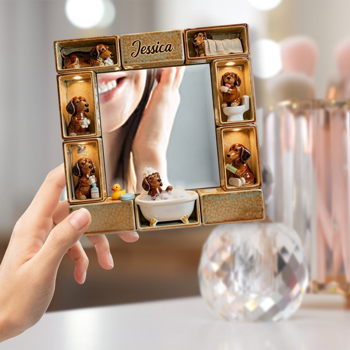 Niedlicher Dackel - Personalisierter Dackel-Wandspiegel