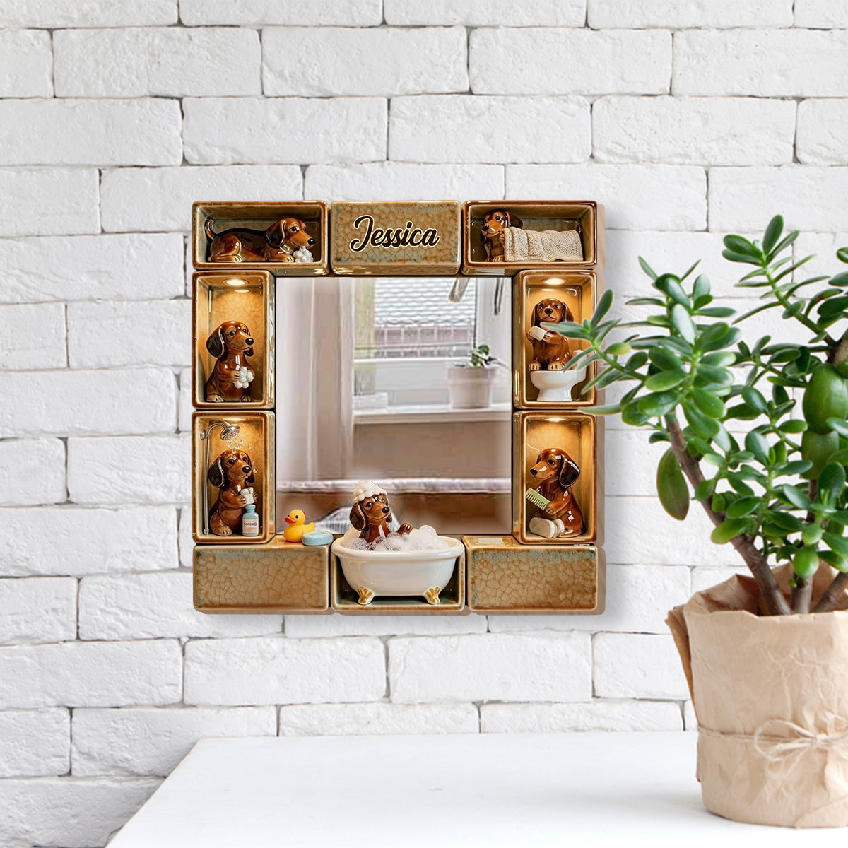 Niedlicher Dackel - Personalisierter Dackel-Wandspiegel