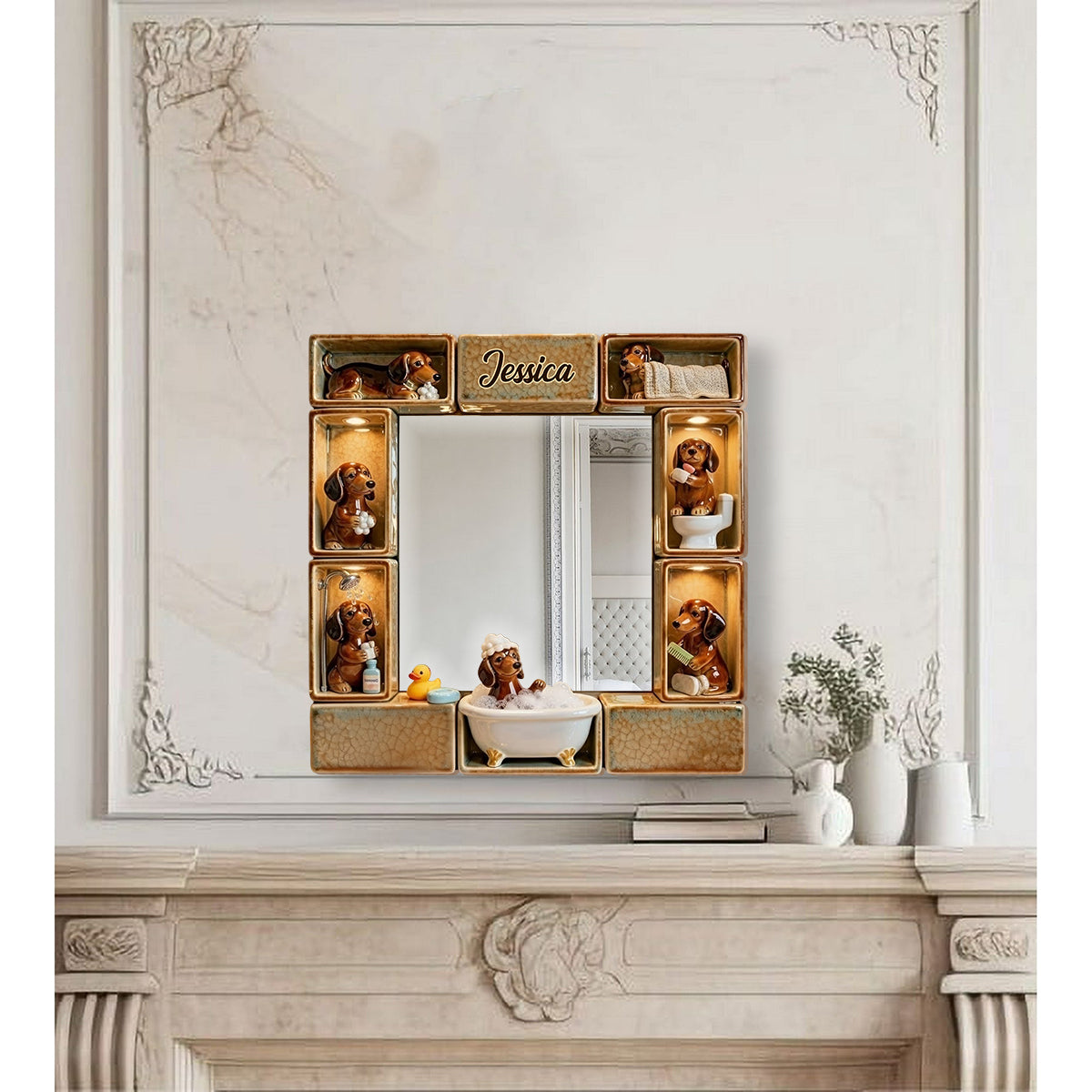 Niedlicher Dackel - Personalisierter Dackel-Wandspiegel