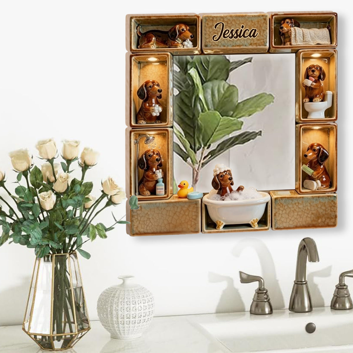 Niedlicher Dackel - Personalisierter Dackel-Wandspiegel