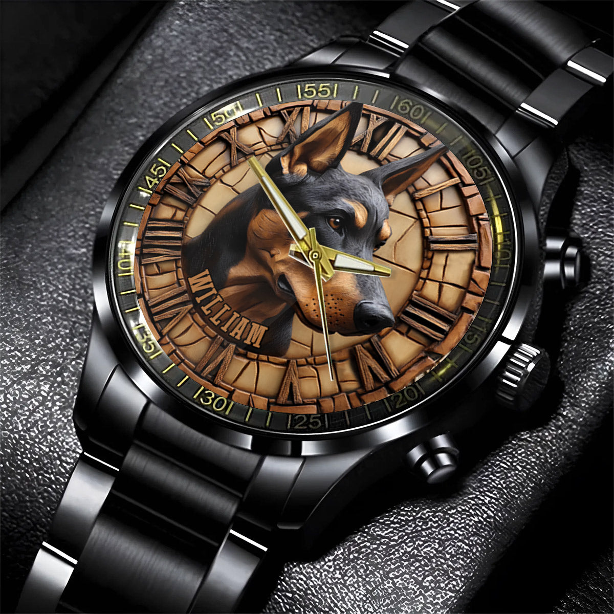 Brave Doberman Pinscher - Personalized Dog Hand Watch