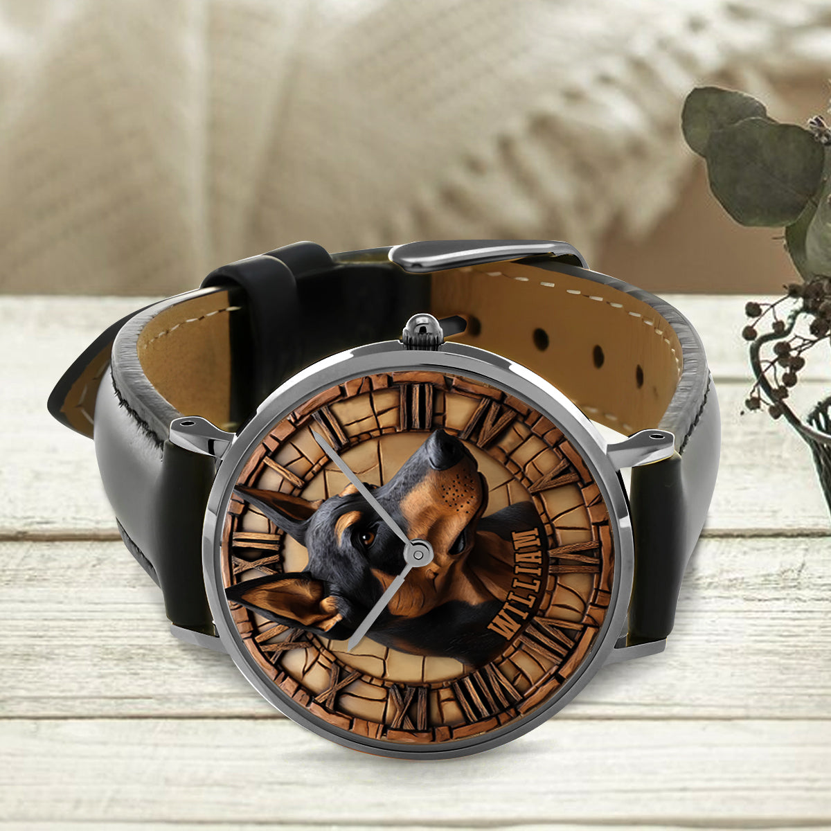Brave Doberman Pinscher - Personalized Dog Hand Watch