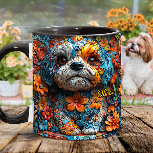 Bunte Shih-Tzu-Träume – personalisierte Tasse mit Hundemotiv