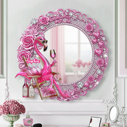 Sei ein Flamingo inmitten einer Taubenschar – Personalisierter Flamingo-Wandspiegel