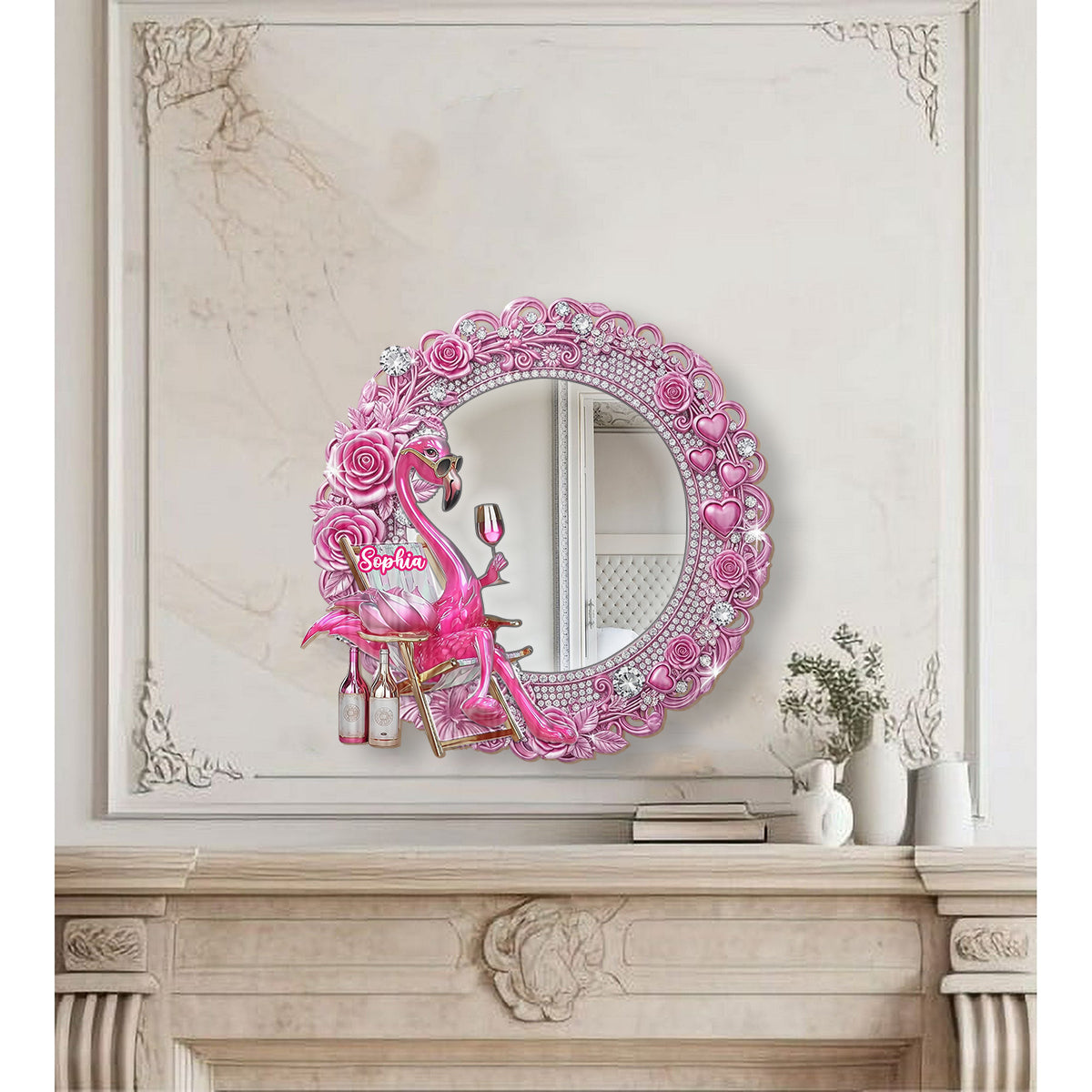 Be a Flamingo In a Flock of Pigeons - Personalized Flamingo Wall Hanging Mirror