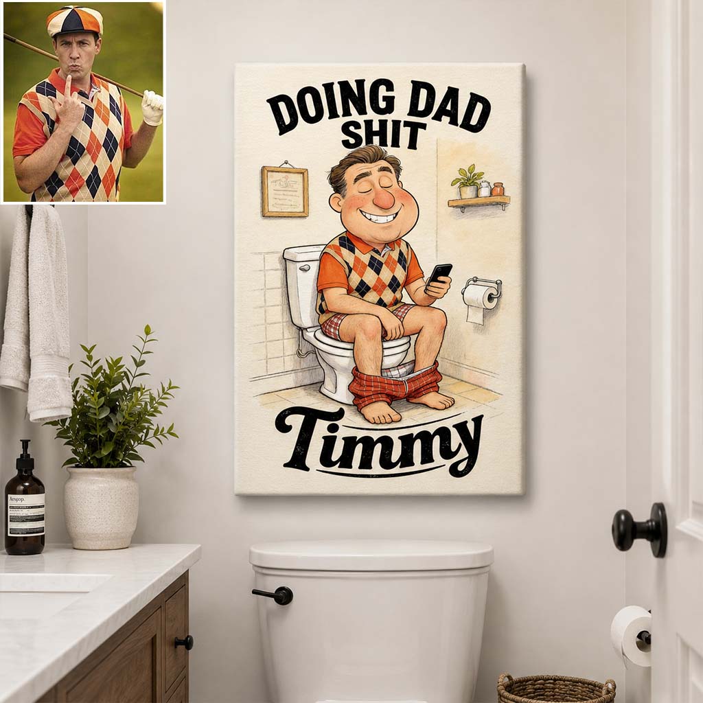 Lustiges Karikaturgeschenk für Papa - Personalisierte Vaterleinwand und Poster