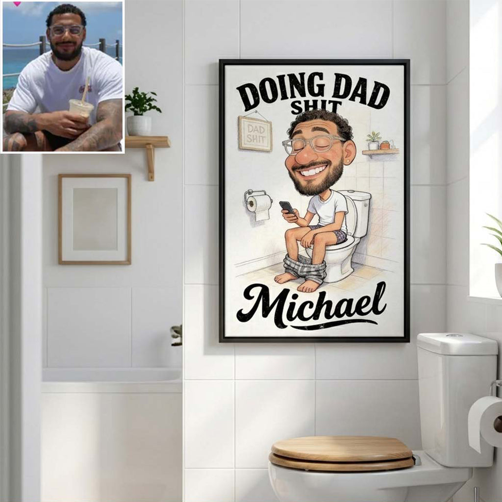 Lustiges Karikaturgeschenk für Papa - Personalisierte Vaterleinwand und Poster