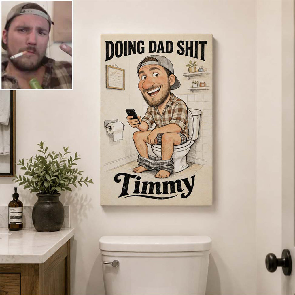 Lustiges Karikaturgeschenk für Papa - Personalisierte Vaterleinwand und Poster