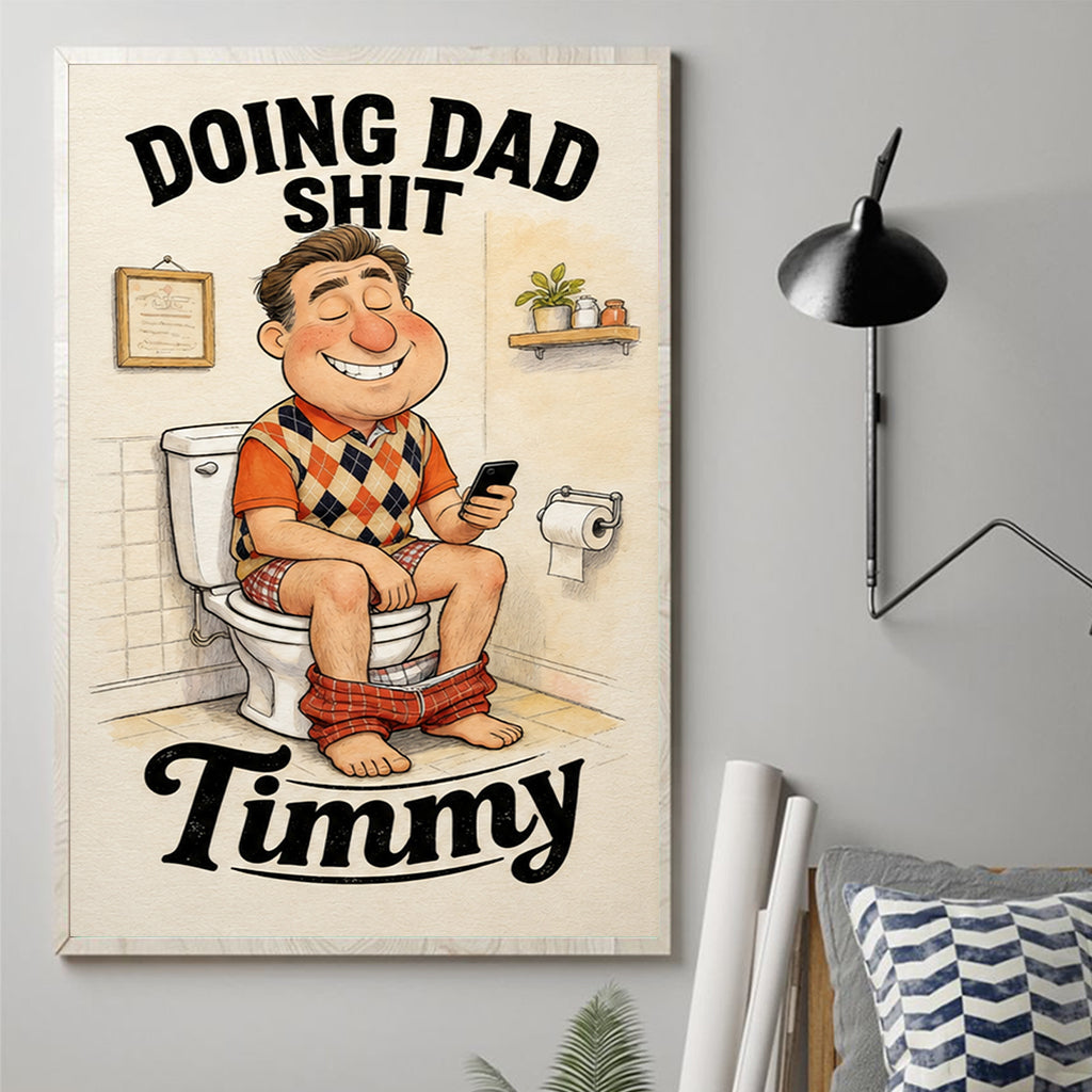 Lustiges Karikaturgeschenk für Papa - Personalisierte Vaterleinwand und Poster