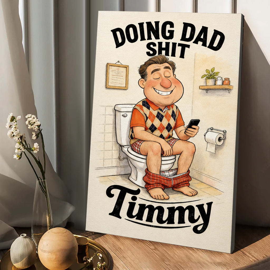Lustiges Karikaturgeschenk für Papa - Personalisierte Vaterleinwand und Poster