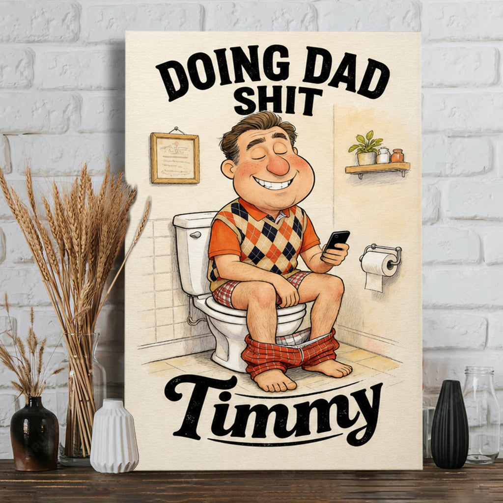 Lustiges Karikaturgeschenk für Papa - Personalisierte Vaterleinwand und Poster