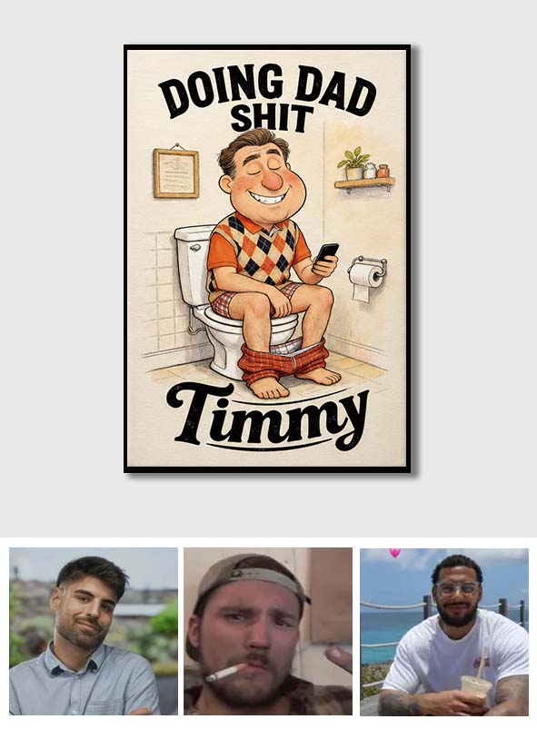 Lustiges Karikaturgeschenk für Papa - Personalisierte Vaterleinwand und Poster
