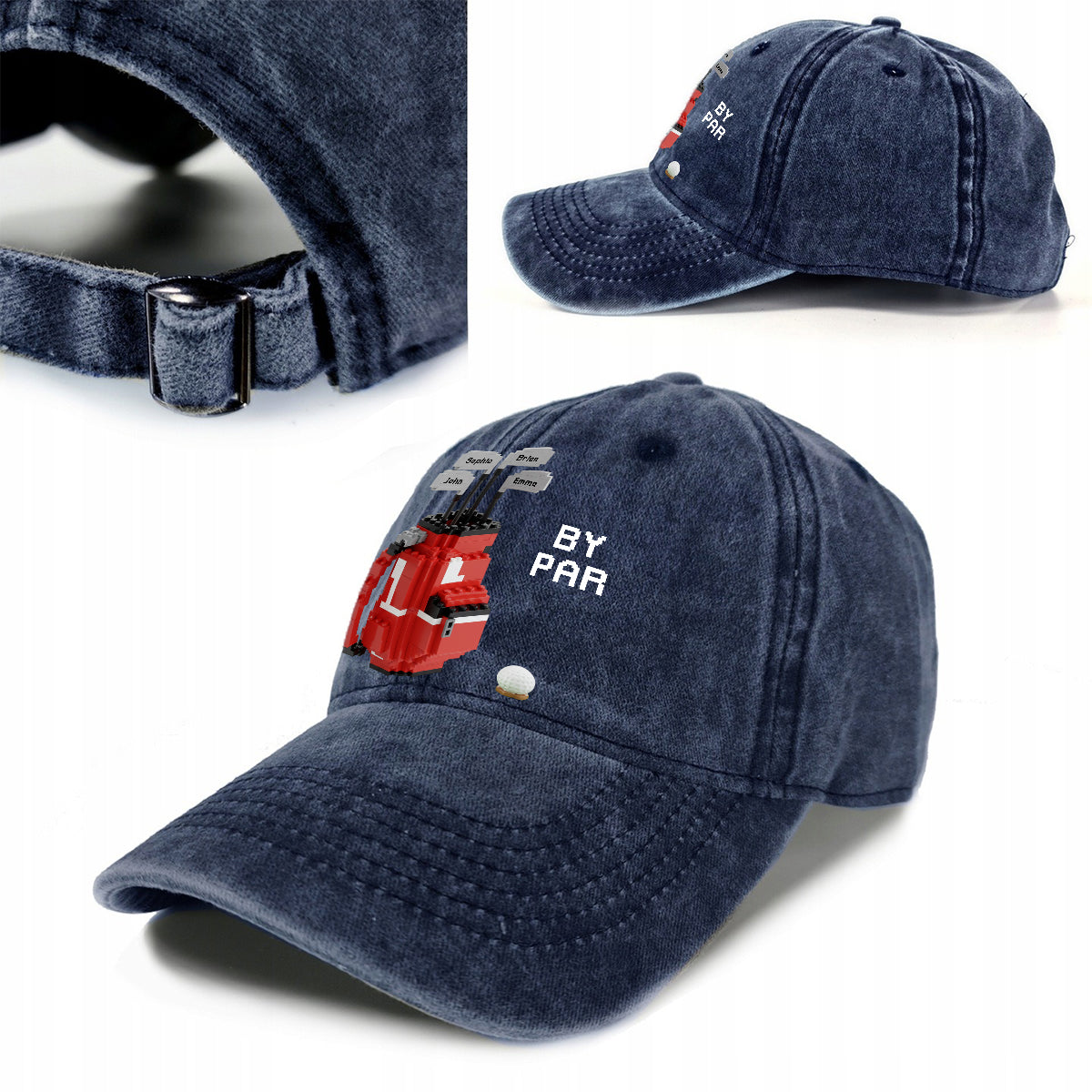 Best Dad By Par - Personalisierte Golf-Jeanskappe aus gewaschenem Denim