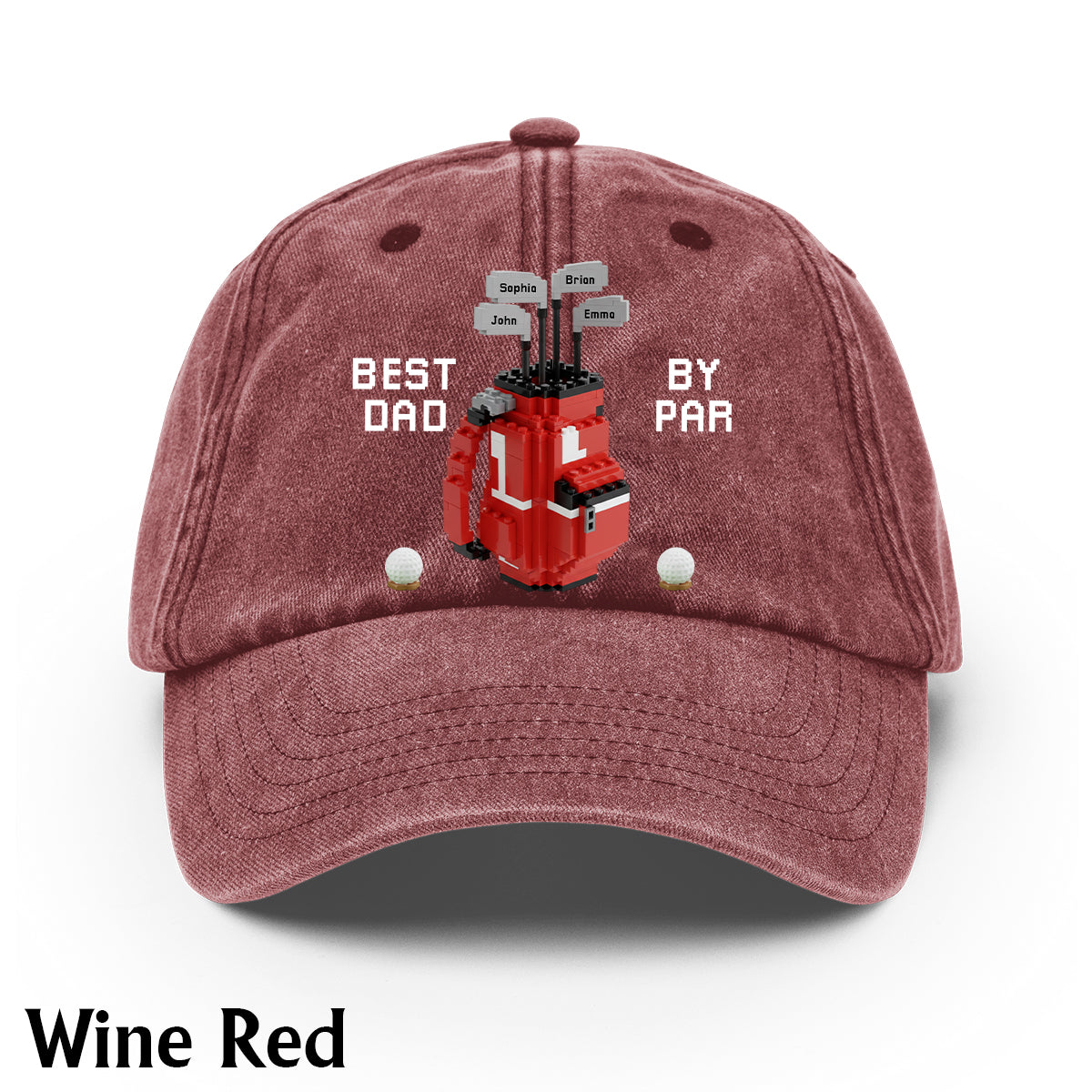 Best Dad By Par - Personalisierte Golf-Jeanskappe aus gewaschenem Denim