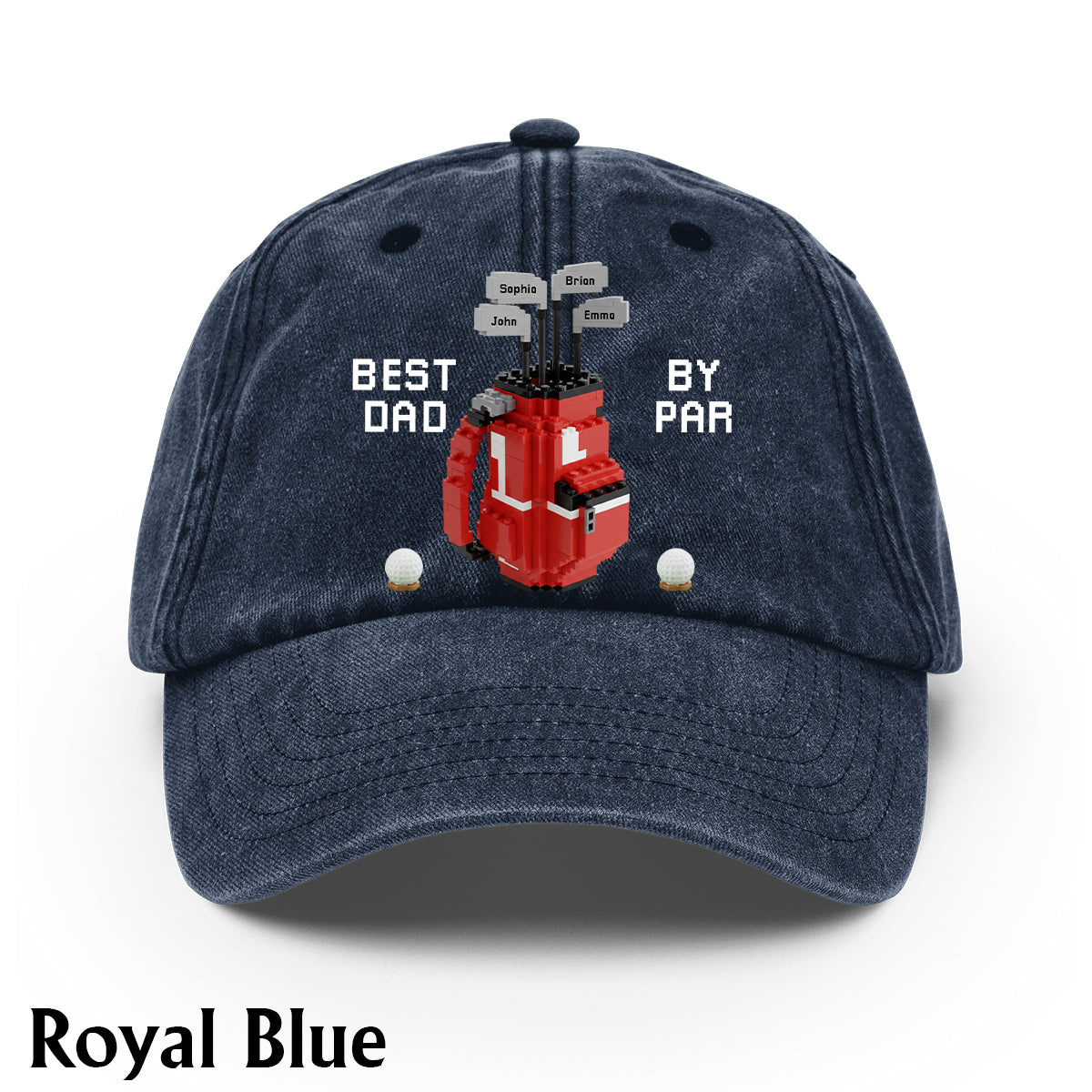 Best Dad By Par - Personalisierte Golf-Jeanskappe aus gewaschenem Denim