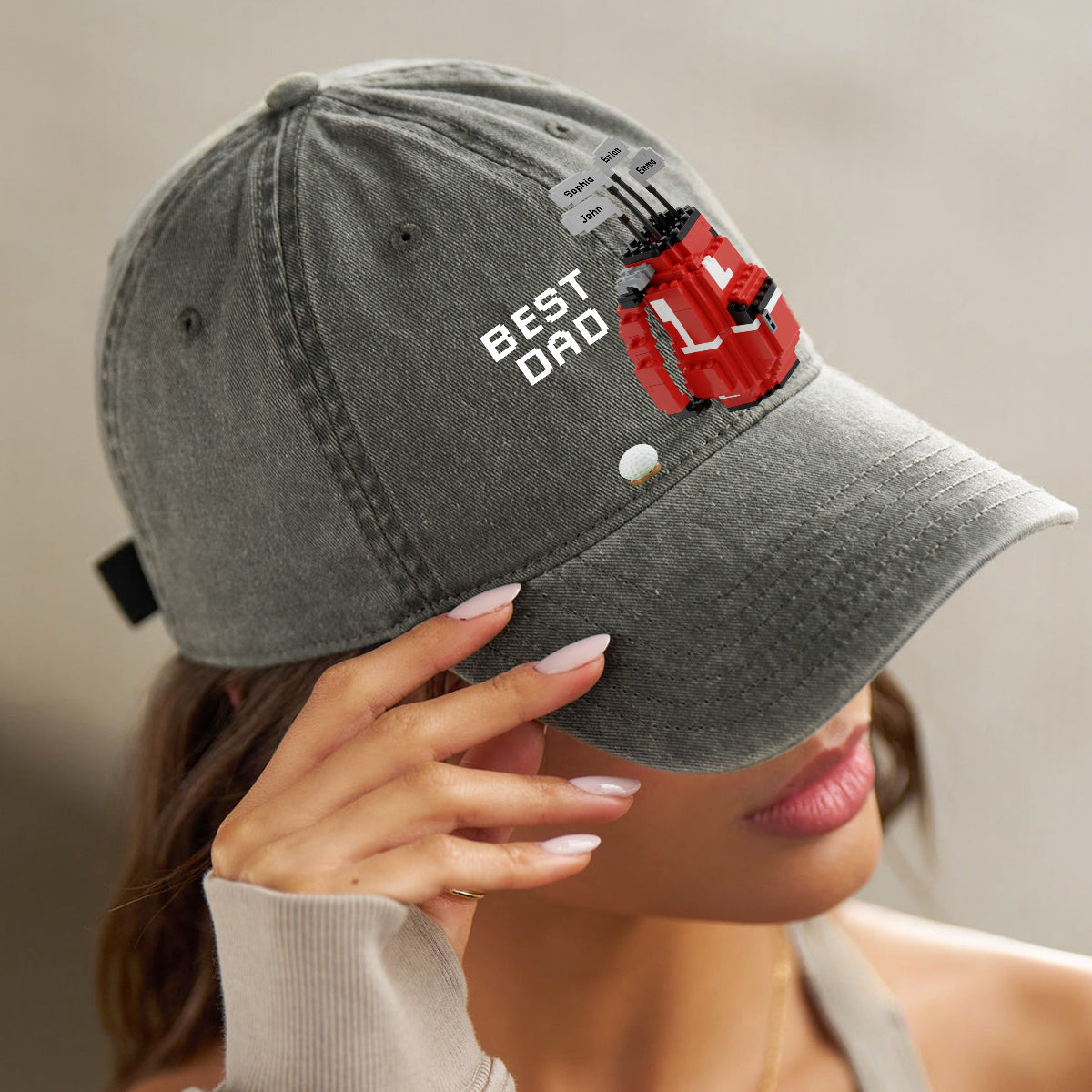 Best Dad By Par - Personalisierte Golf-Jeanskappe aus gewaschenem Denim