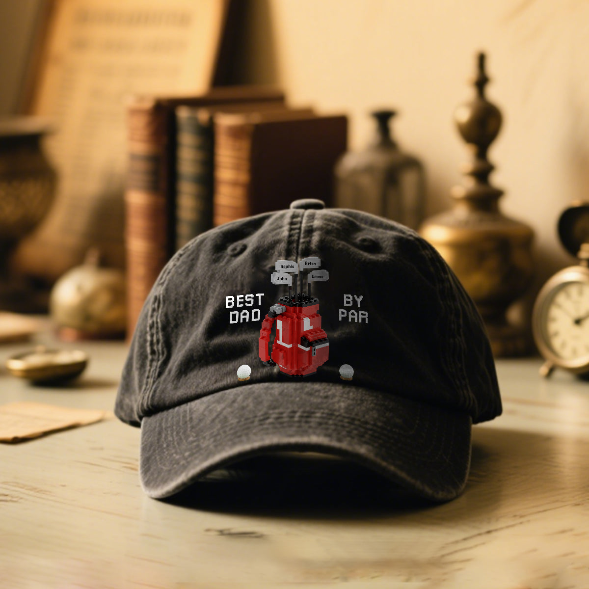 Best Dad By Par - Personalisierte Golf-Jeanskappe aus gewaschenem Denim