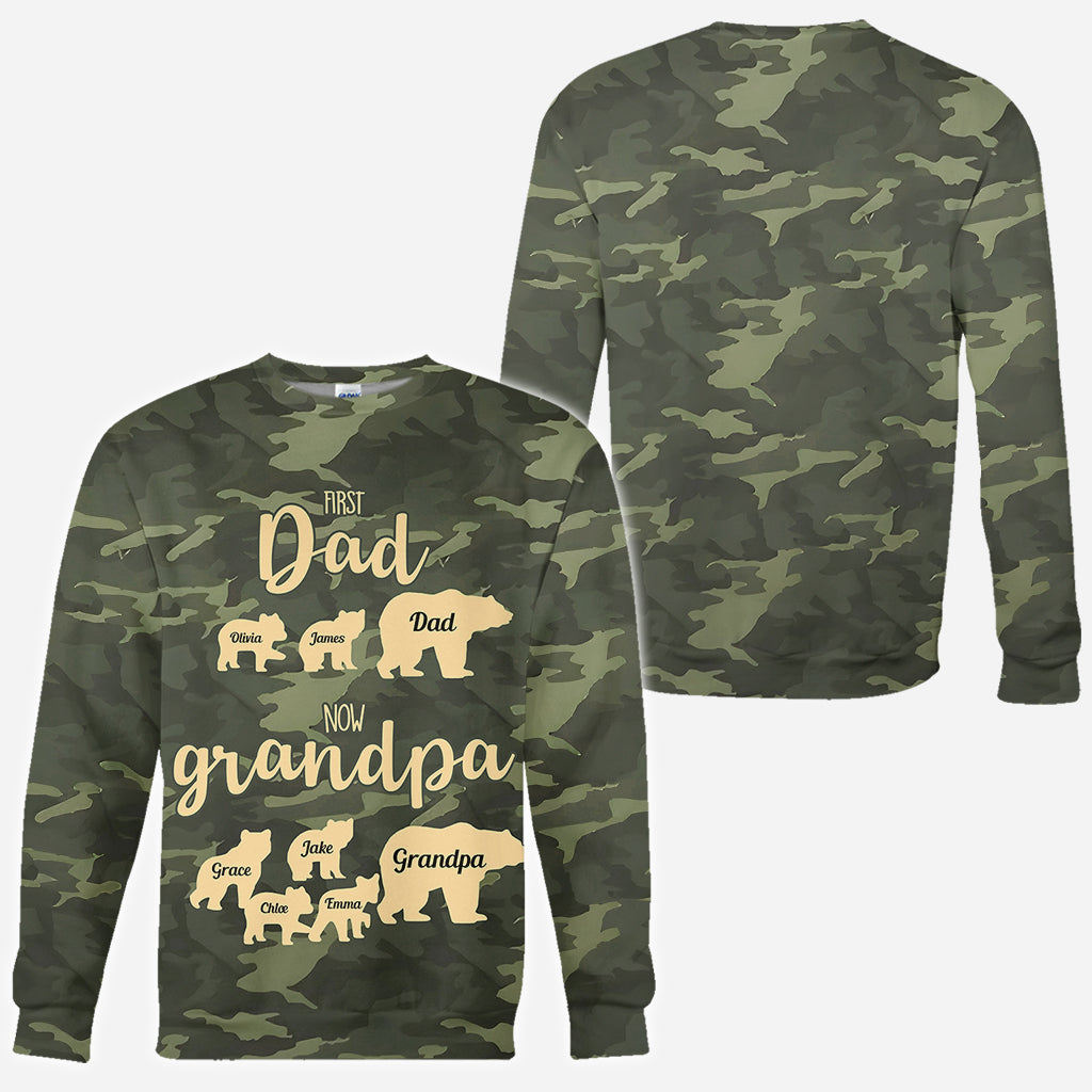Erst Papa, jetzt Opa – Bärentarnmuster – Personalisiertes Opa-Shirt
